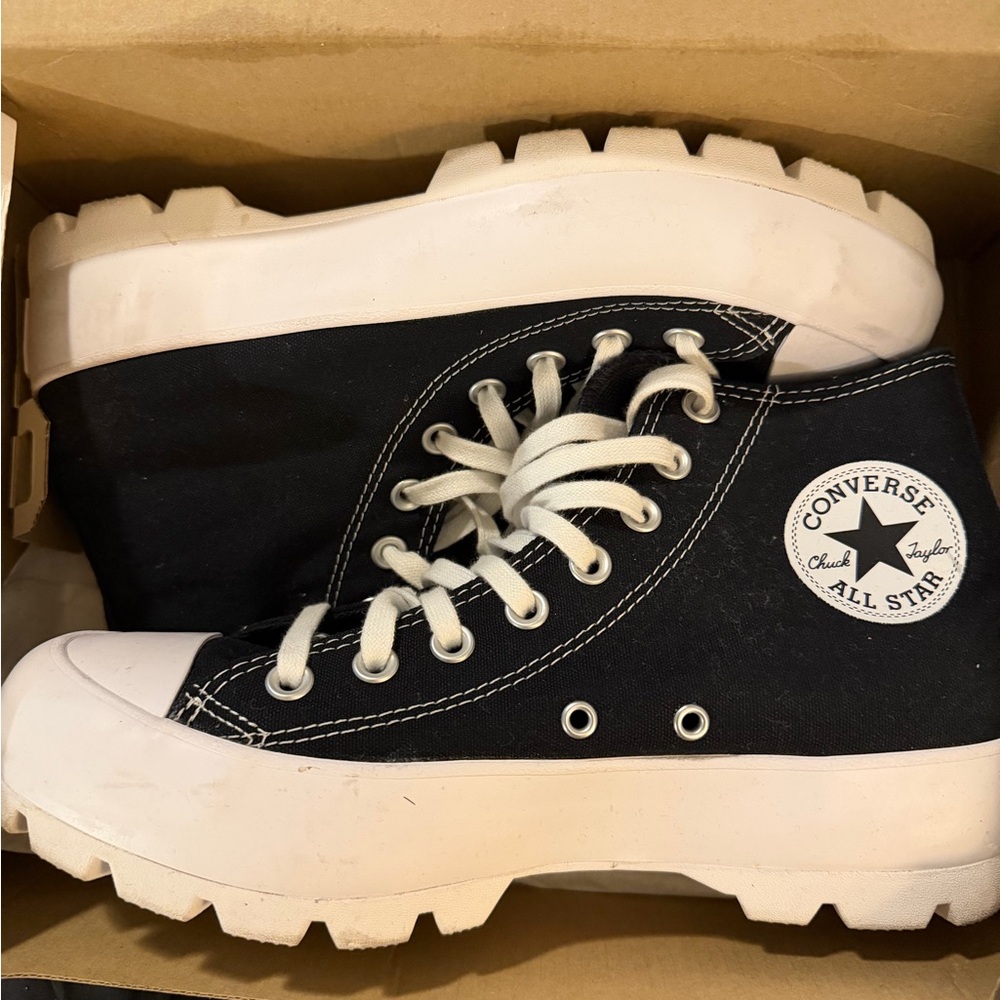 Converse Black & White High Top Lug Sole Sneakers